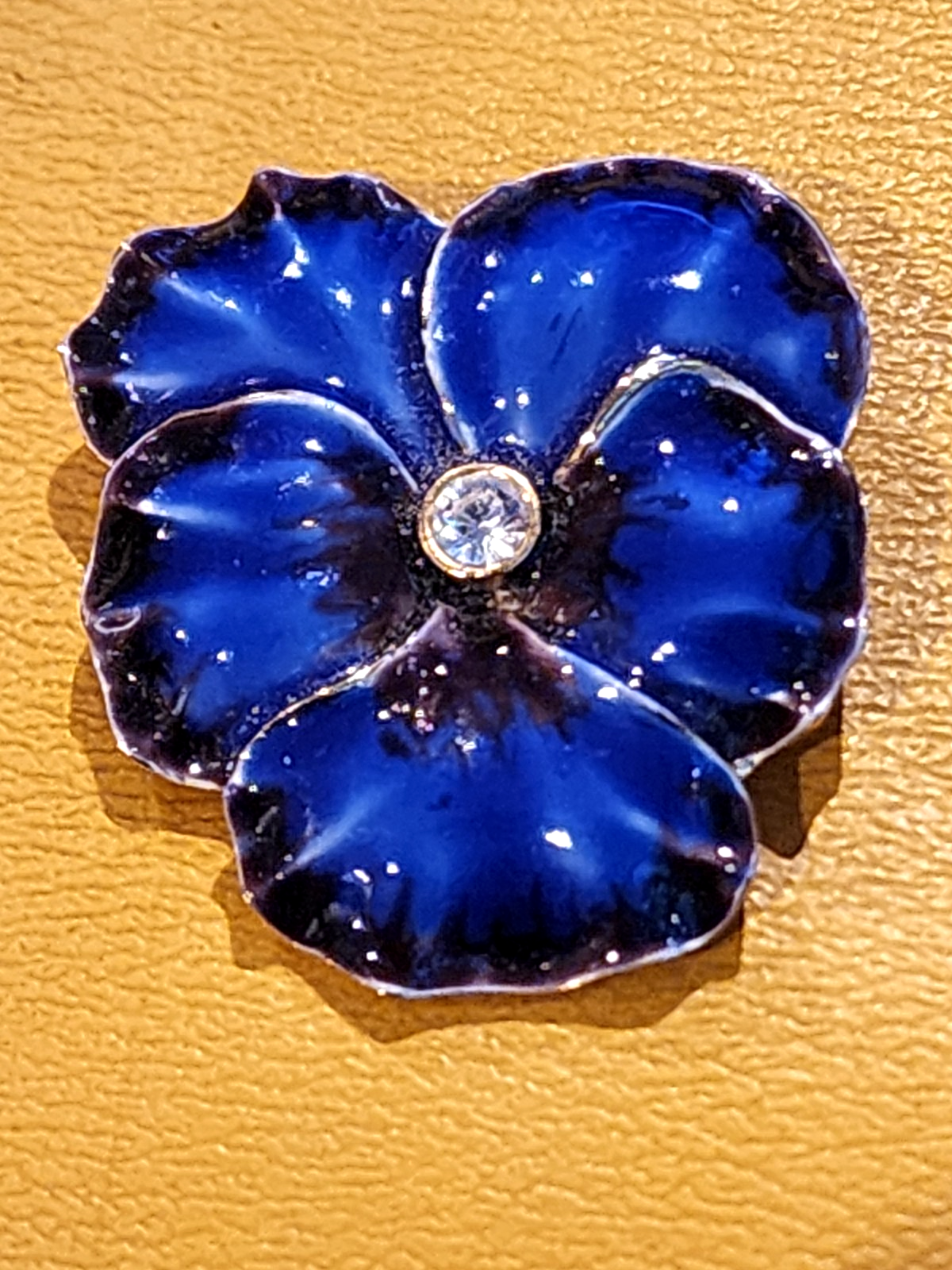 Enormous Metallic Blue E. Pearl Signed Vintage Figural Flower Brooch