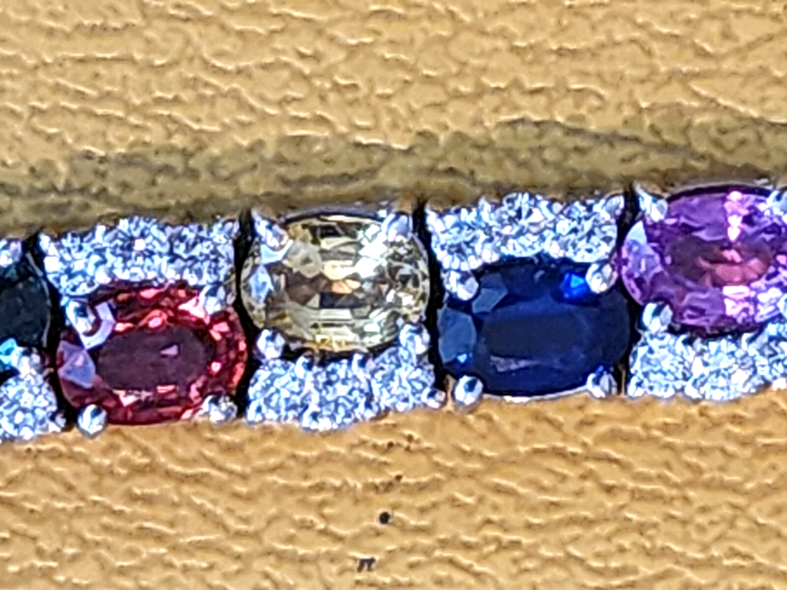 7" Sapphire Ruby Citrine Diamond Tennis Bracelet 14kt Gem Line