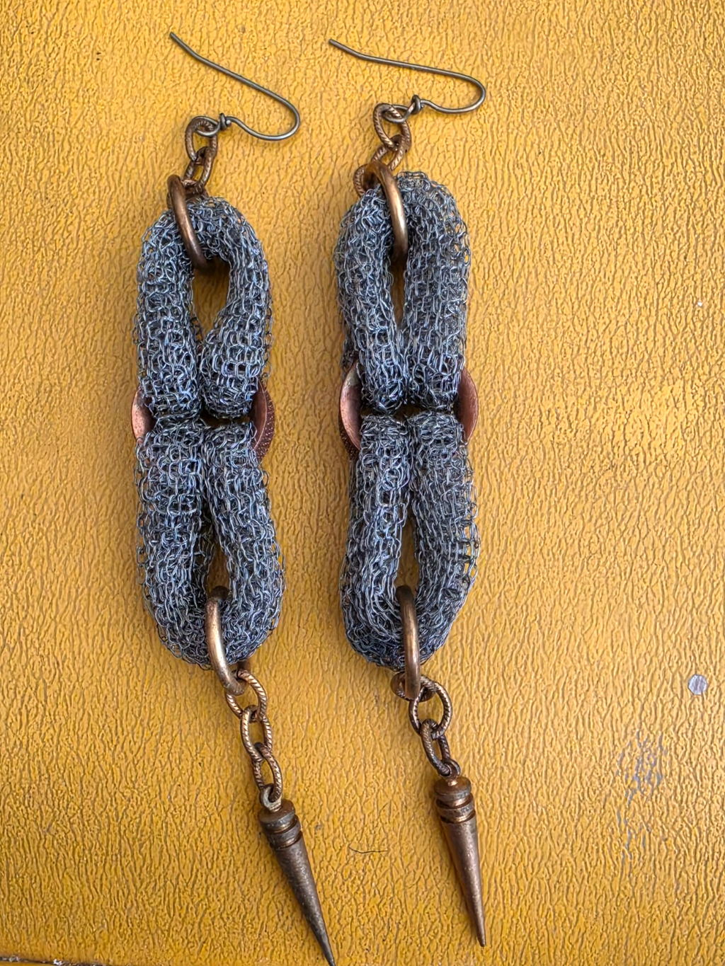 Erica Zap  Antique Brass & Gold Mesh Chandelier Earrings