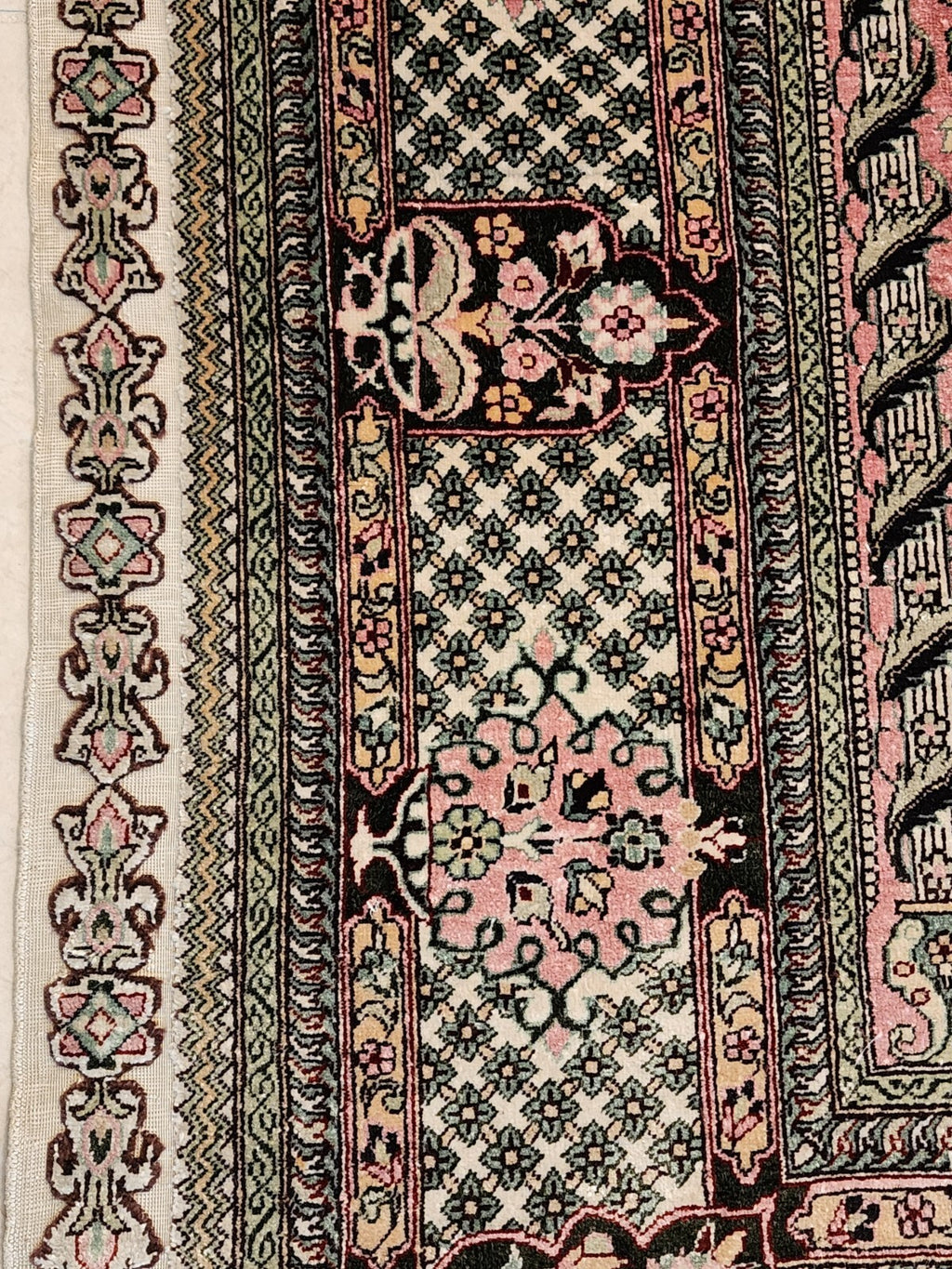 Antique  Silk On Silk Turkish Hereke Rug   39.5” X  61.5”