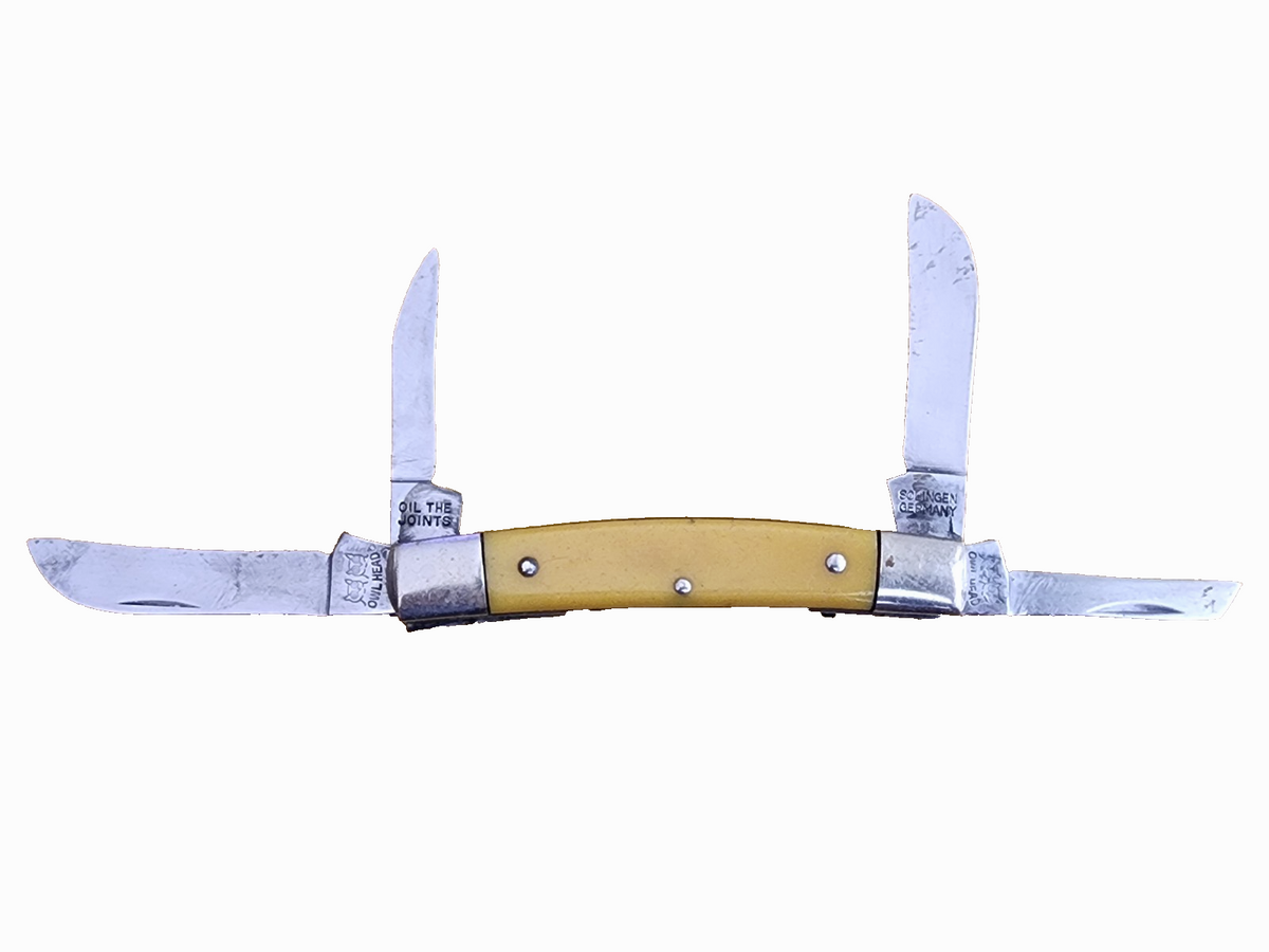 VINTAGE OWL HEAD 4 BLADE POCKET KNIFE MADE MUNICH GERMANY GOOD CONDITION
