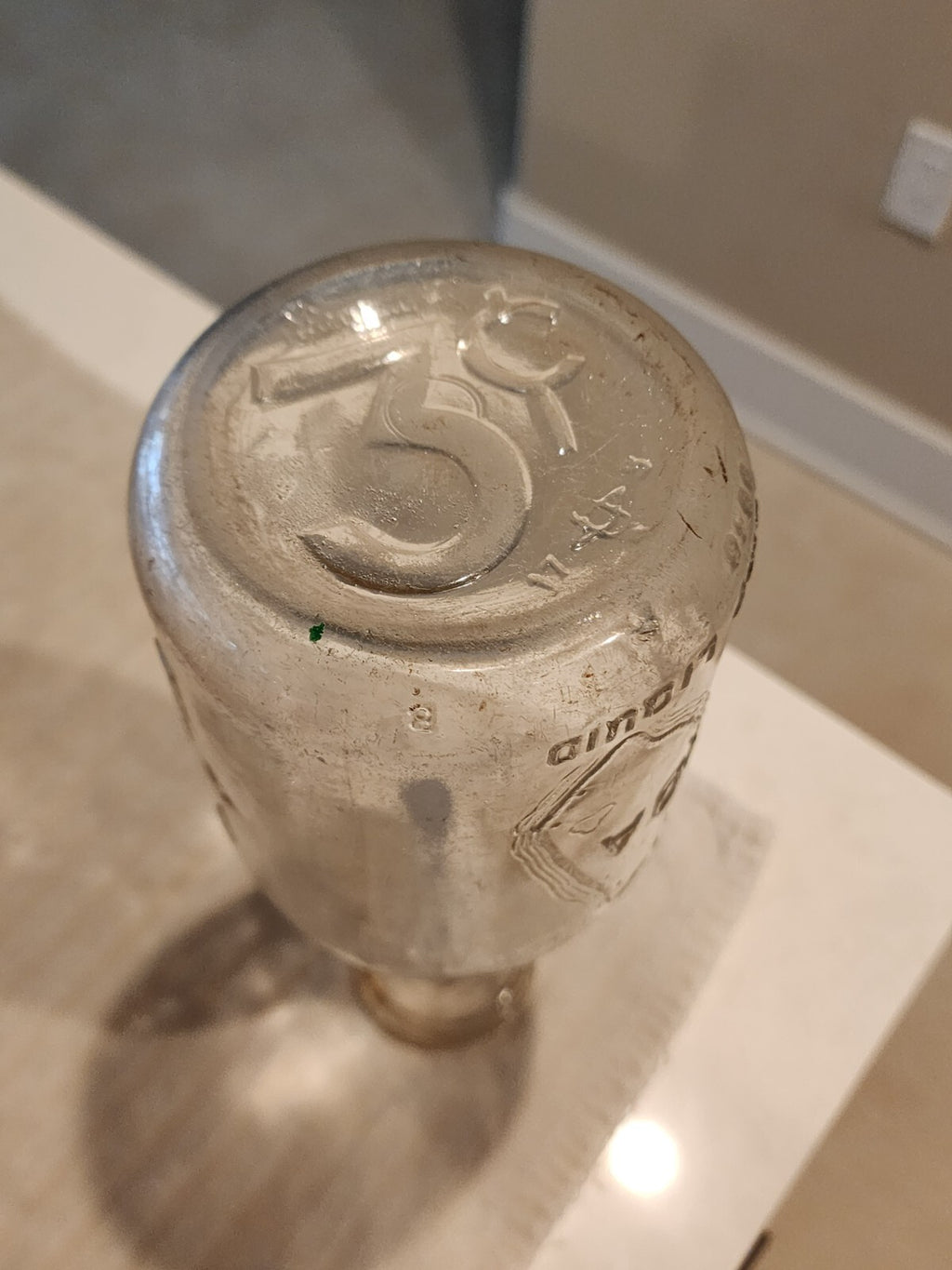 1905 Antique 1 Quart Milk Bottle 3 Cents Embossed In The Glass