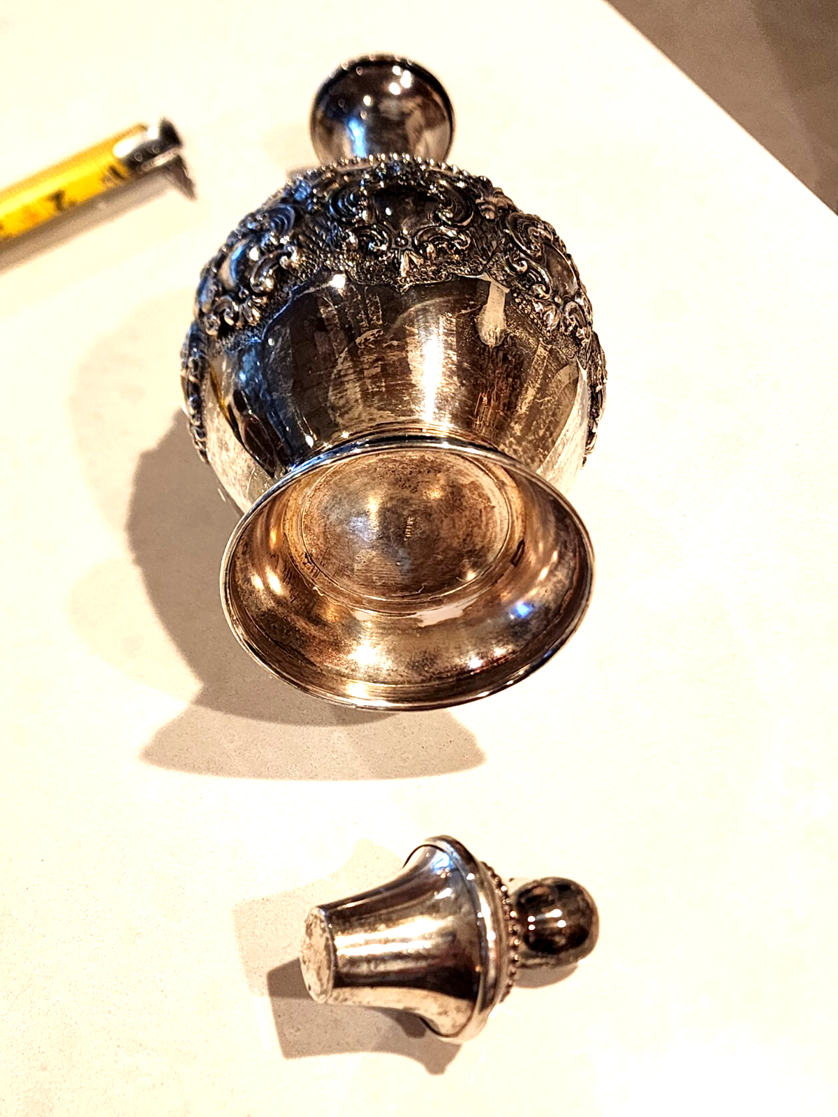 Antique Judaica Sterling Silver Liquor Bottle