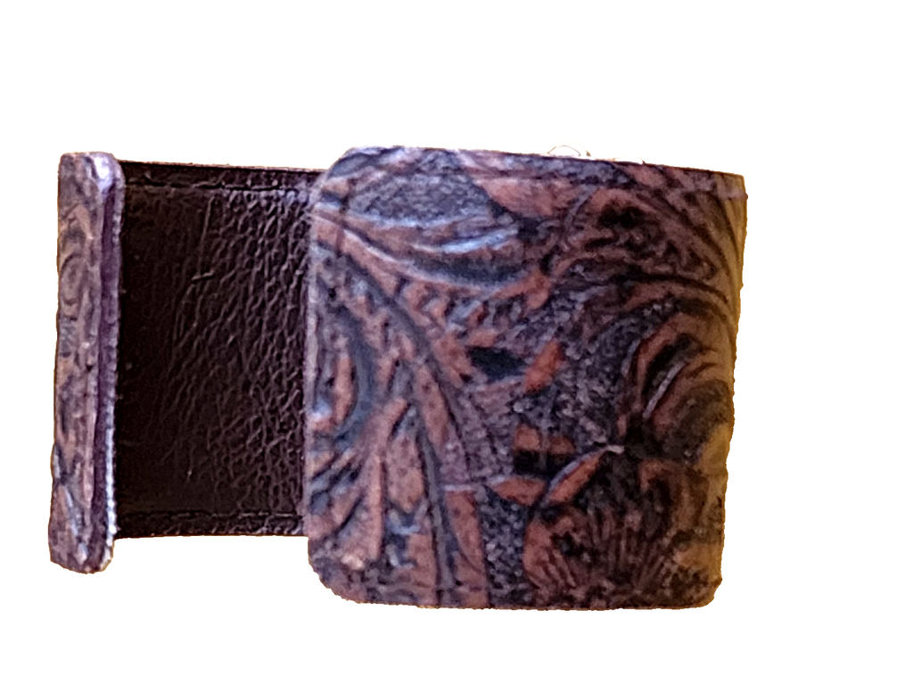 Gorgeous New Barse Cuff Bracelet, Genuine Stones & Genuine Leather