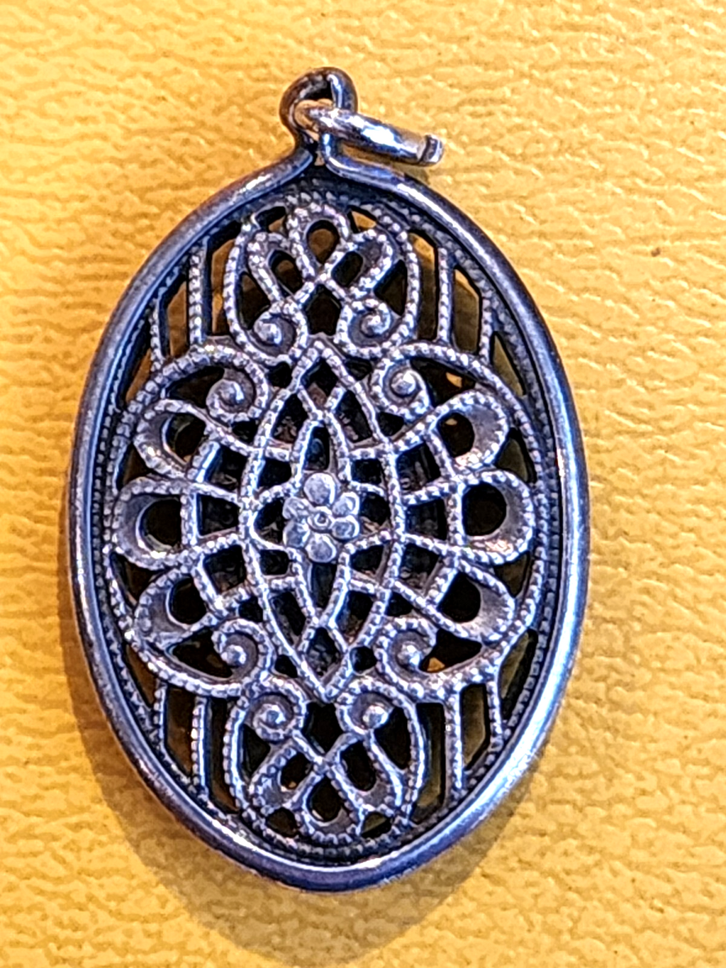 Caged Miraculous Medal in Vintage Filligree Sterling Cross Pend