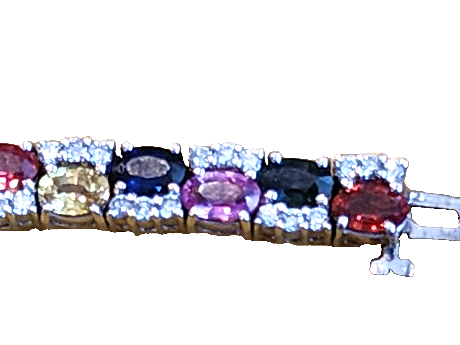 7" Sapphire Ruby Citrine Diamond Tennis Bracelet 14kt Gem Line