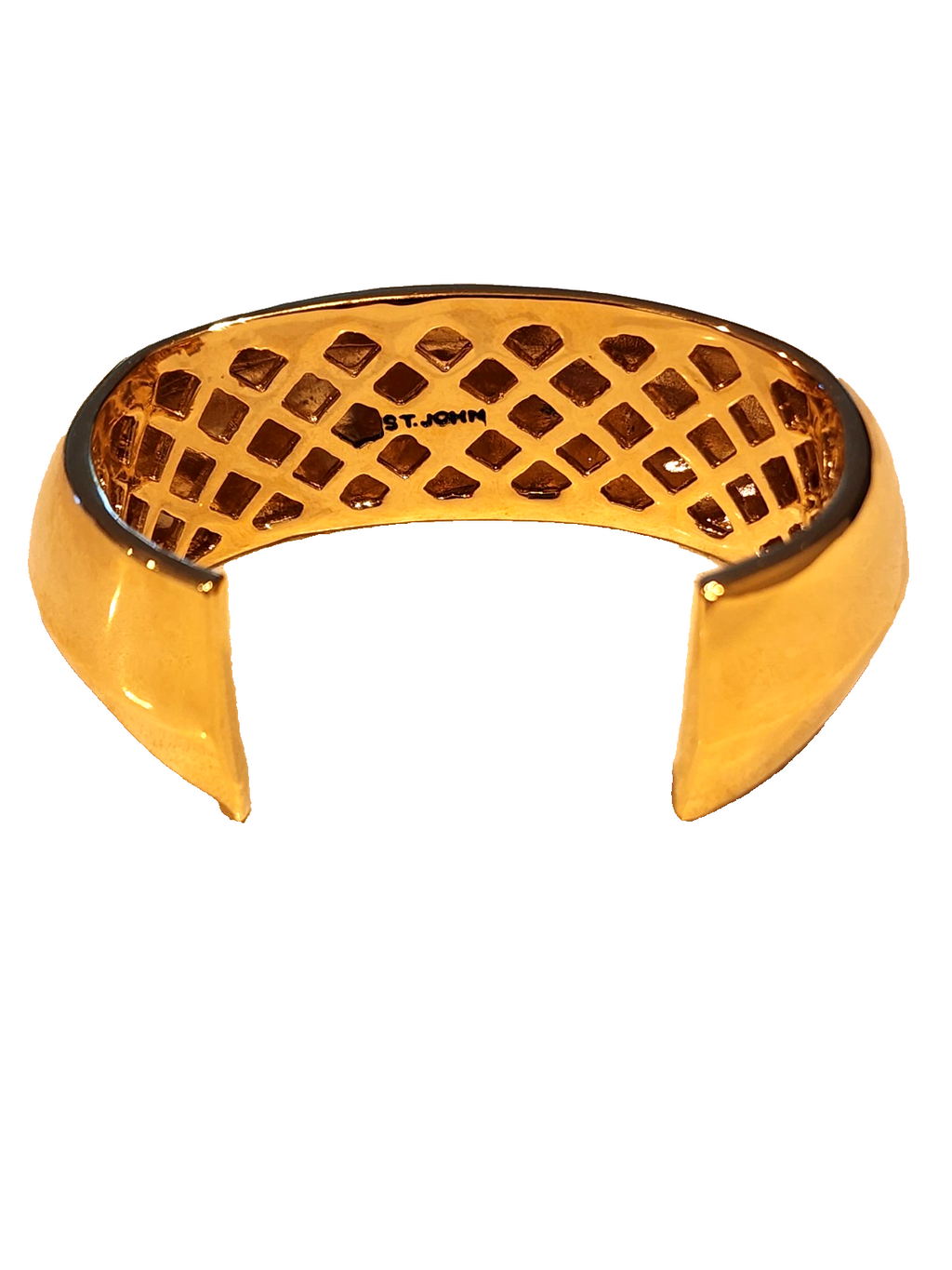 Designer signed St John Chunky Gold Cuff Bracelet Classic Piece
