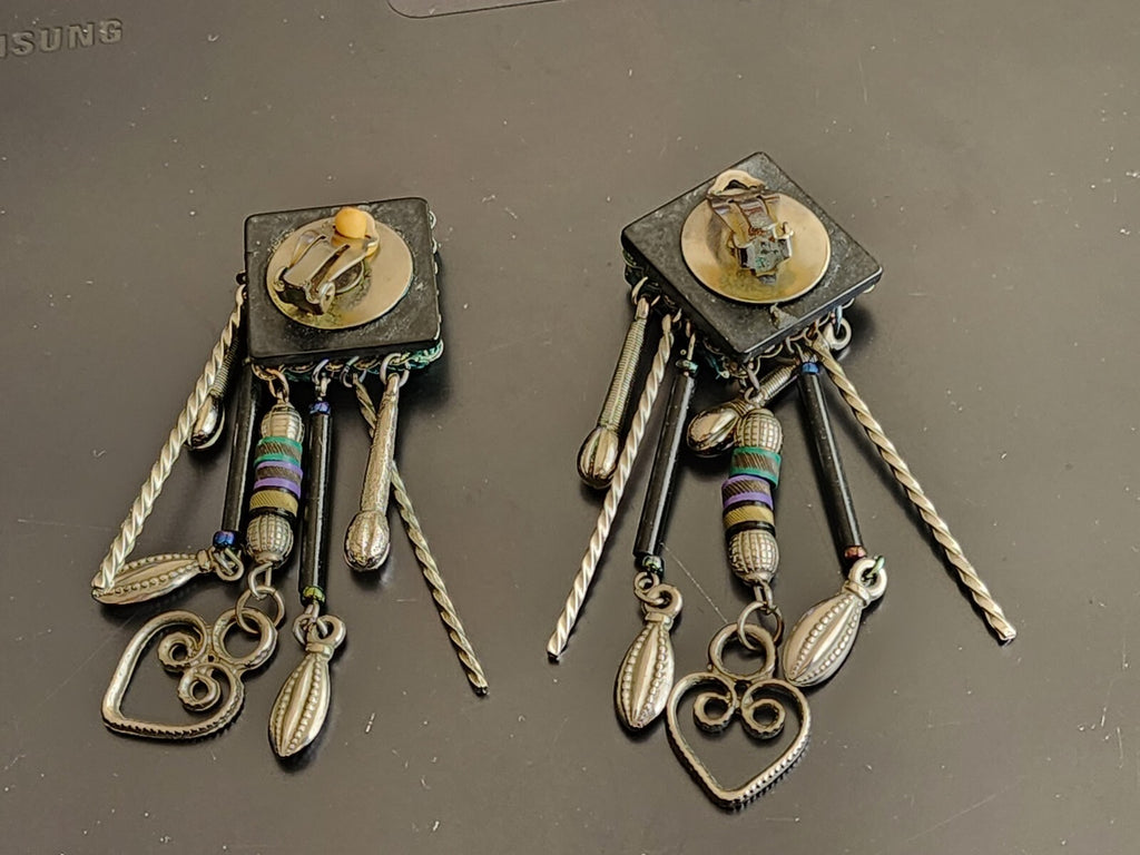 Midcentry Clip On Funky Retro Earrings
