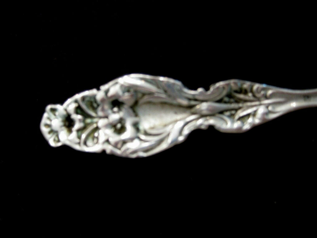 Antique Silvercraft Sterling Silver 9" Pierced Serving Spoon Lilly Pattern