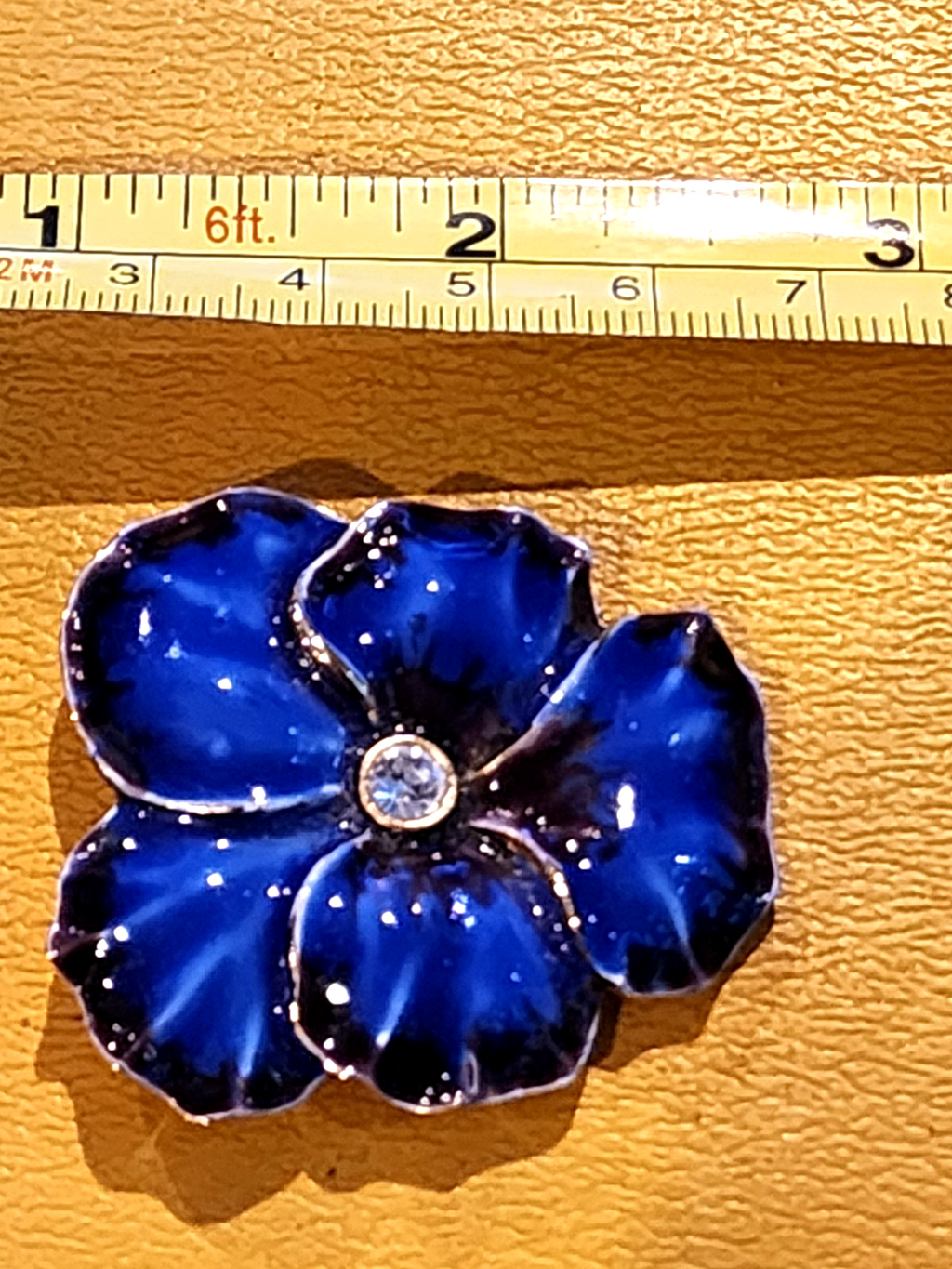 Enormous Metallic Blue E. Pearl Signed Vintage Figural Flower Brooch