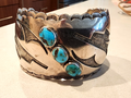 Vintage Huge Sterling Silver Cuff By Johnny Frank Navajo