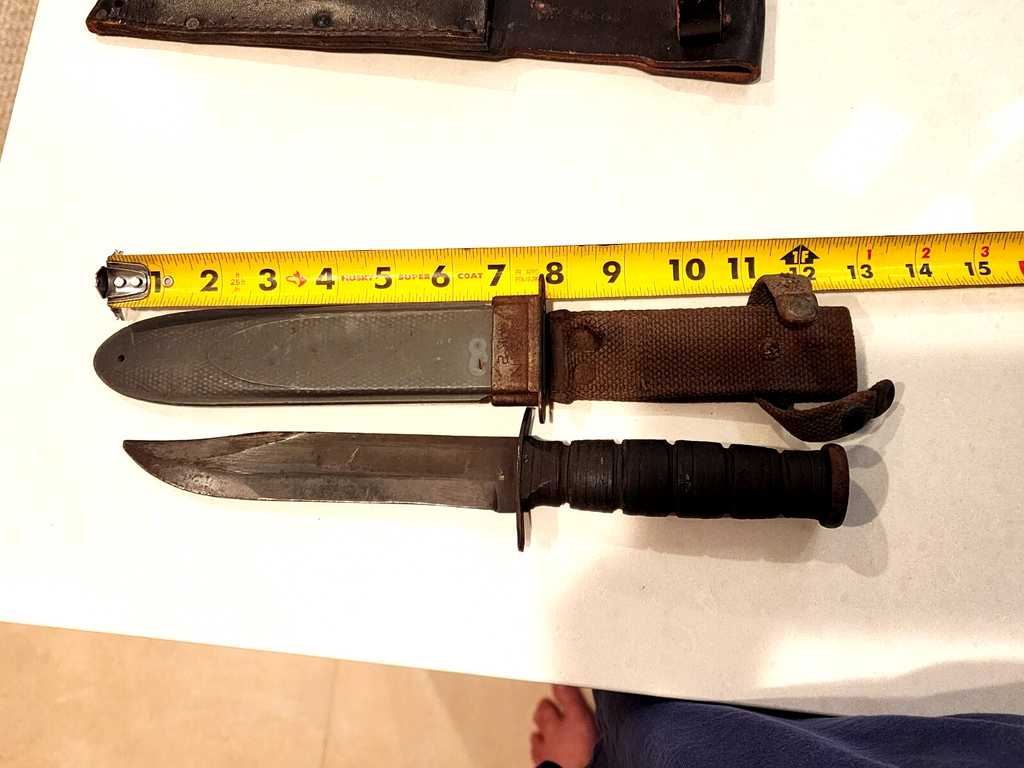 WWII US Navy Ka-Bar Mark 2 Fighting Combat Knife + USN Metal Sheath KABAR