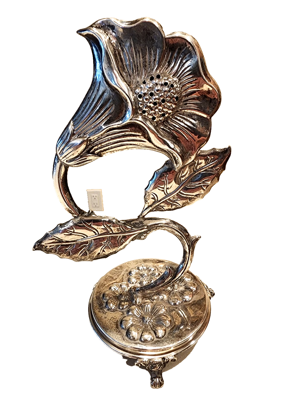 Sterling Silver Judaica  Dazor M Spice Box Flower Marked 925
