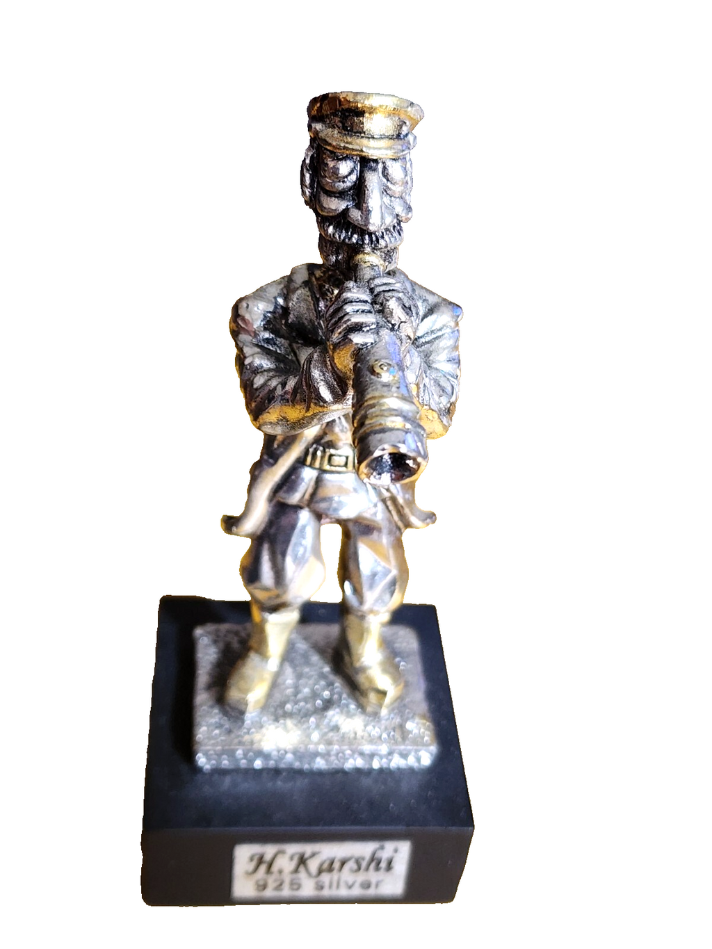 H.KARSHI 925 Silver Statue - Man with Flute