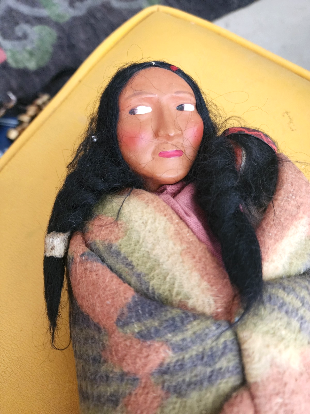 ANTIQUE SKOOKUM MOTHER  BABY INDIAN Doll 12" Blanket BEAUTIFUL