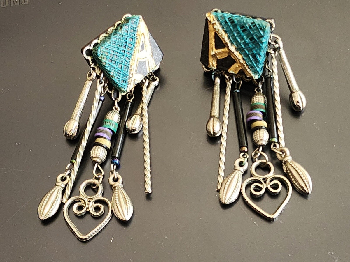 Midcentry Clip On Funky Retro Earrings