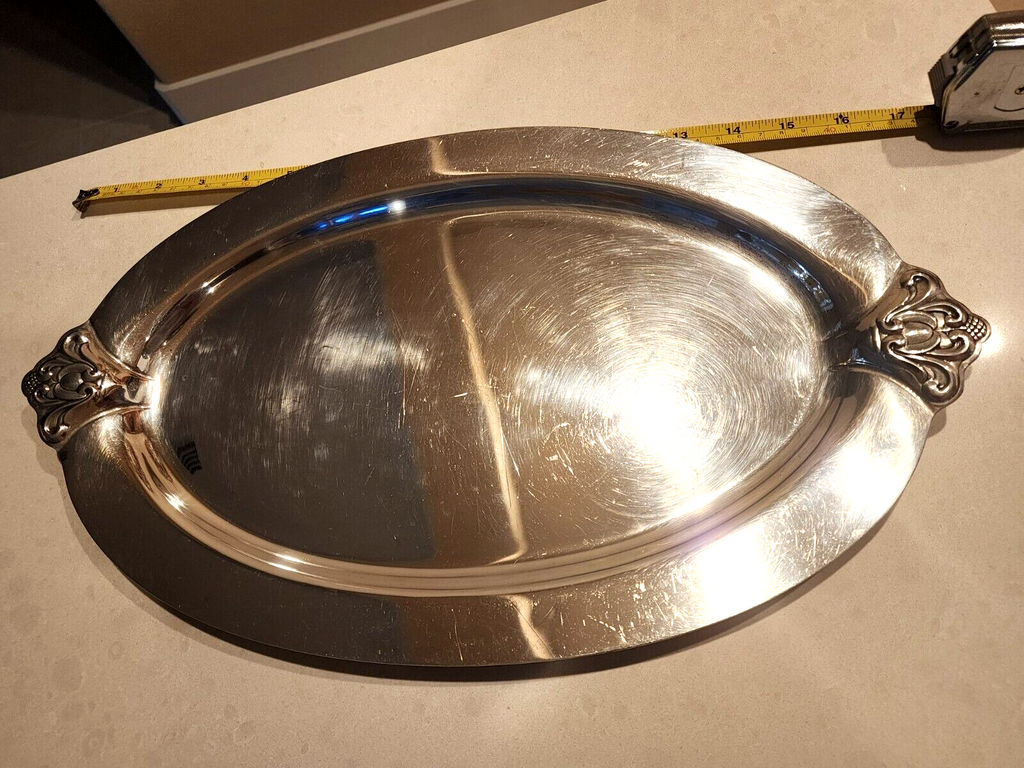 RARE INTERNALTIONAL ROYAL DANISH  STERLING SILVER W411 17" TRAY