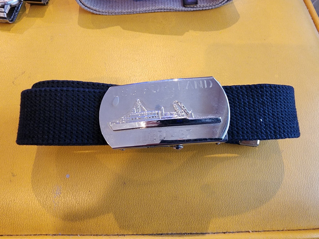 Vintage USS Portland LSD-37 Chrome Belt Buckle U.S. Navy