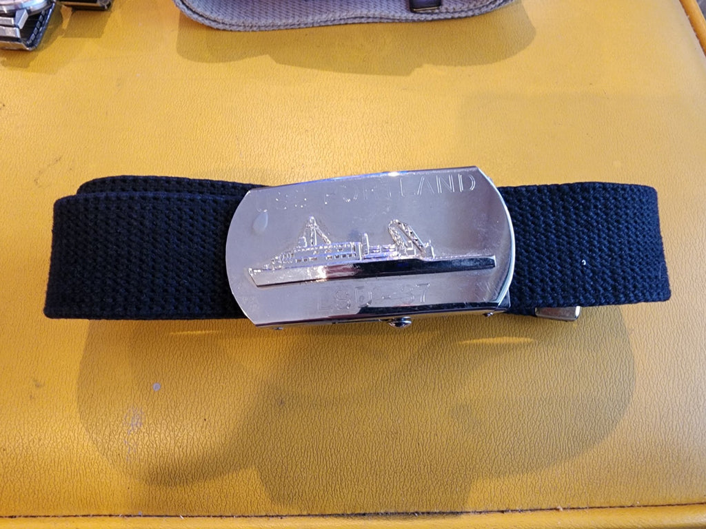 Vintage USS Portland LSD-37 Chrome Belt Buckle U.S. Navy