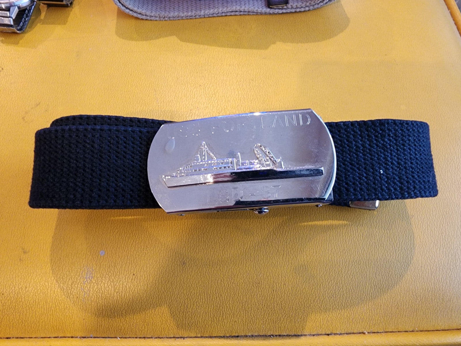 Vintage USS Portland LSD-37 Chrome Belt Buckle U.S. Navy